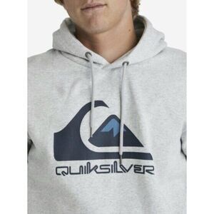 Quiksilver Men's Big Logo Kangaroo Pocket Cotton Blend Pullover Hoodie Grey Sz L
